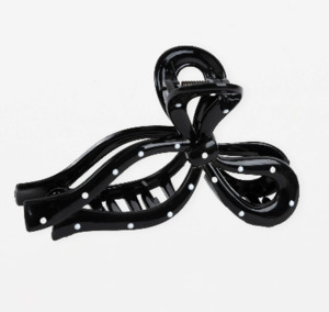 Black dotty bow claw clip