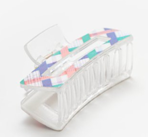 Rainbow plaid claw clip