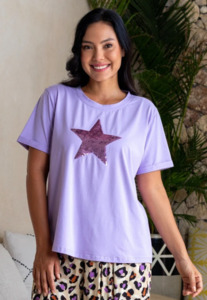 Sequin tee w lilac star