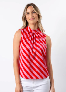 Jenna top pink and red stripe