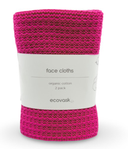 Homewares: Face cloth 2pk raspberry- ecovask