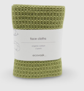 Homewares: Face cloth 2pk avocado - ecovask