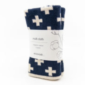 Homewares: Multi cloth 2pk navy cross  - ecovask