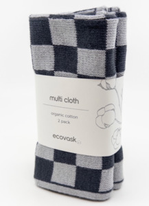 Homewares: Multi cloth 2pk graphite lunar chequer  - ecovask
