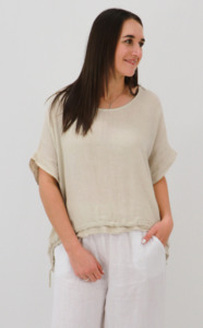 Lilla scrunch hem blouse - Natural