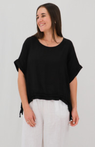 Lilla scrunch hem blouse - black