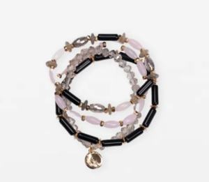 Bracelet set 4 multi beads pink