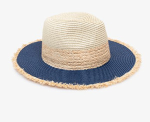 Raw edge fedora natural & blue