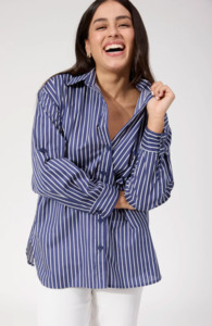 Outerwear: Fairbanks stripe shirt - navy