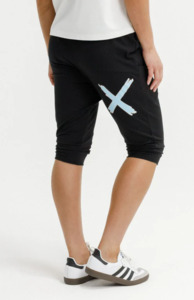 3/4 Apartment pants Black w sapphire/ivory X