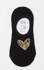 Accessories: Black gold heart no show  Socks