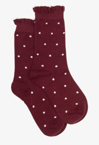 Merlot ruffle spot sock