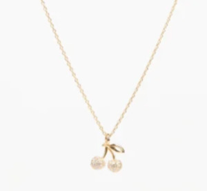 Jewellery: Cherries crystal necklace gold