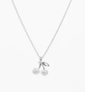 Cherries crystal necklace silver