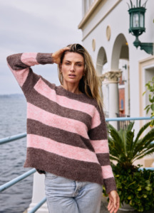 Mika knit choco/pink