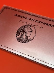 American Express ‘platinum’ Wallet Mirror in stainless steel