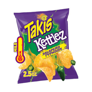 Snacks Crackers: Takis Kettlez Chips Jalapeno Typhoon 2.5oz (71gm) x20ct