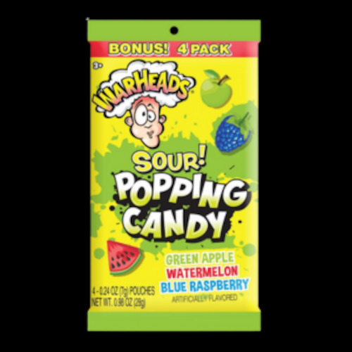 Candy Peg Bags: Warheads 4Pk Popping Candy Peg Bag