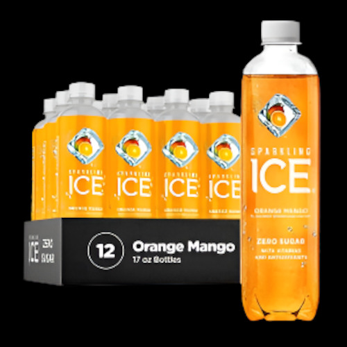 12 24 Pack Drinks: Sparkling ICE -  Orange Mango Flavoured Sparkling Water 17oz (500ml) 12ct