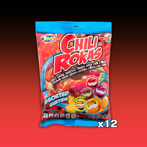 Mexican - Jovy Chili Rokas - Sour Hard Candy Filled with Chili Peg Bag 12ct