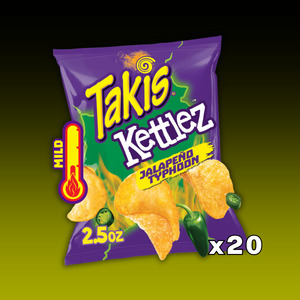 Snacks Crackers: DATED - Nov 2025 TAKIS Kettlez Chips Jalapeno Typhoon 2.5oz 20ct