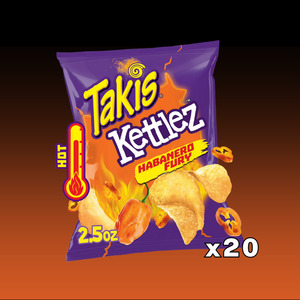 DATED - Nov 2025 TAKIS Kettlez Chips Habanero Fury 2.5oz 20ct