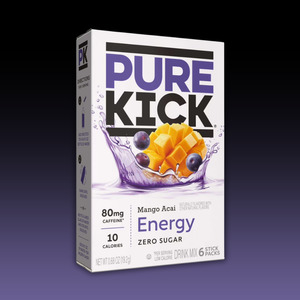Pure Kick Energy Drink Mix MANGO ACAI 6 Sticks (0.68oz)