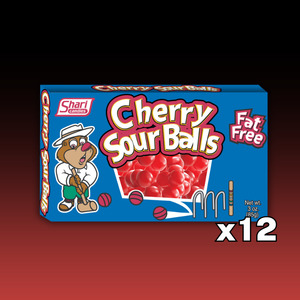 Confectionery: DATED - Sept 2025 Cherry Sour Balls Theatre Box 12ct