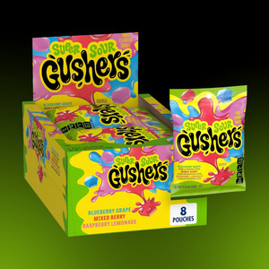 Confectionery: DATED - March 2026 Gushers SUPER SOUR BERRY 4.25oz (120g) Peg Bag 8ct