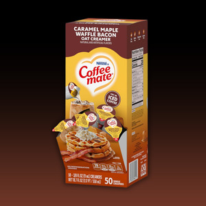 New Arrivals: Coffee Mate CARAMEL MAPLE WAFFLE BACON  Oat Milk Single Serve Liquid Creamers 50ct 18.7Floz BBD JULY 2026