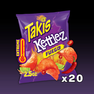 DATED - Apr/ June 2026 Takis Kettlez Chips Fuego 2.5oz (71g) 20ct