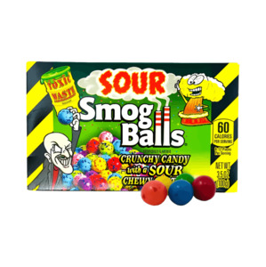Toxic Waste Sour Smog Balls Crunchy Candy Theatre Box 3.5oz / 100g
