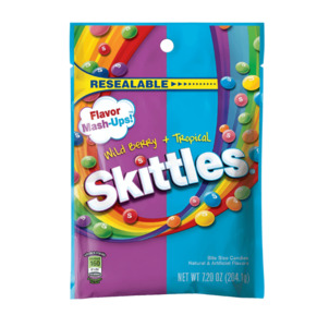New: Skittles Mash Up Wild Berry and Tropical Peg Bag 7.2oz / 204g