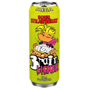 Mega Brain Licker Sour Strawberry Fizzy Sour Candy Drink 500ml
