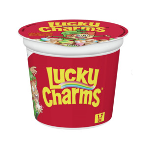Lucky Charms Cereal Cup , dated 1.7oz / 48g