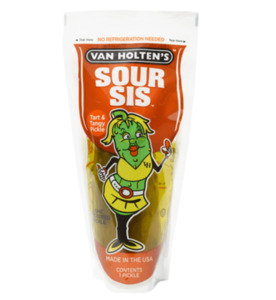 Products: Van Holten's Sour Sis Tart & Tangy Pickle In a Pouch Dated