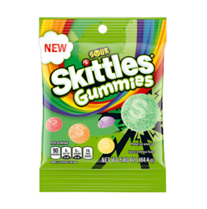 Skittles Gummies Sour Peg Bag 5.8oz / 164g