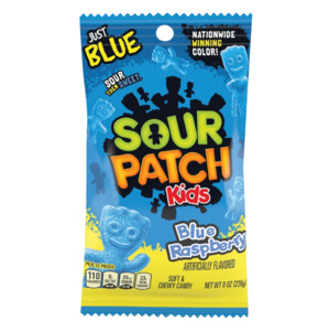 Sour Patch Kids: Sour Patch Kids Blue Raspberry Peg Bag 8oz / 226g