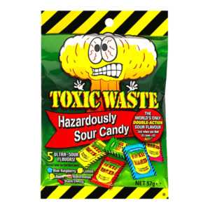 Toxic Waste Hazardously Sour Candy Peg Bag 2oz / 57g