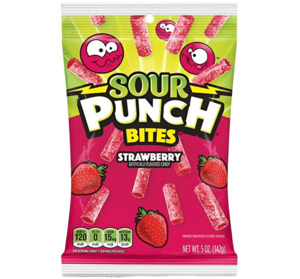 Clearance: Sour Punch Bites Strawberry Peg Bag 5oz / 141.7g