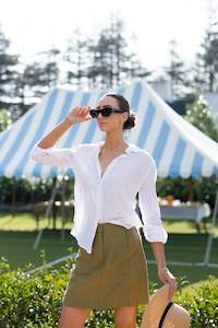 Mini Skirts: Re:Union Label Saintly Linen Skirt