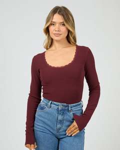 Blouses: All About Eve Washed Rib Scoop Tee