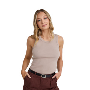 Tops & Tees: Cobble Stone Rib Cutaway Tank