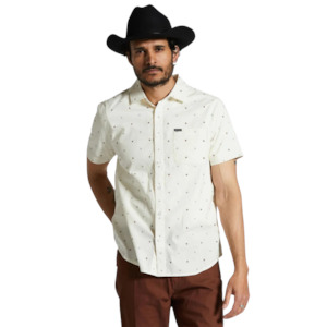 Menswear: Charter Print S/S Shirt - Off White Pyramid