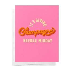 Greeting Cards: It's Giving Champagne Before Midday - Christmas Card