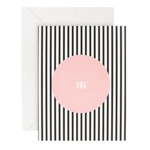 Hi Pink Dot Stripe Greeting Card