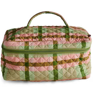 Pistachio Tartan Quilted Cotton Toiletry Case