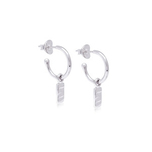 Sale In Womeswear: Isla Rectangle Charm Hoop Earings - Silver