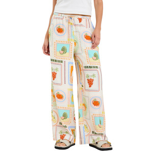 Under 100: Travel Tropical Postcard Wide Leg Pull On Pants