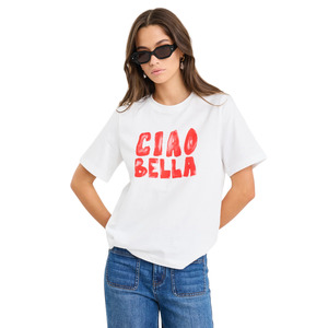 New In Fashion: Paradiso Ciao Print Ivory Boxy Tee